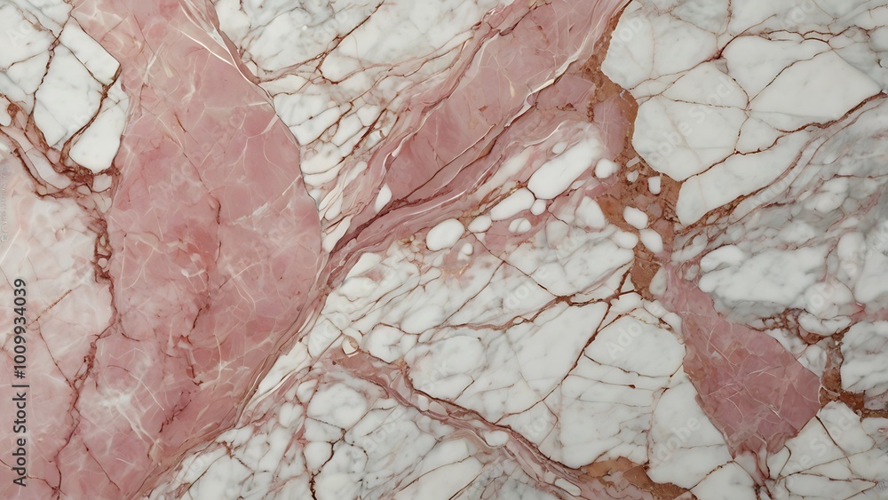 Poster close up view of an abstract textured marble background in pink and white hues with seamless random 