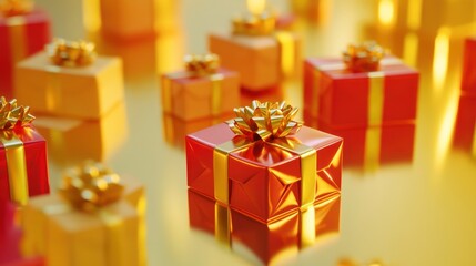Red and Gold Gift Boxes with Bows