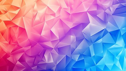 Obraz premium A background with a gradient of blue, pink and orange, featuring polygonal...