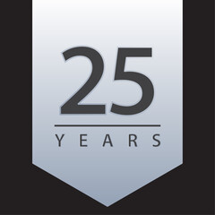 25 years tag blue and silver gradient for celebration, events, anniversary