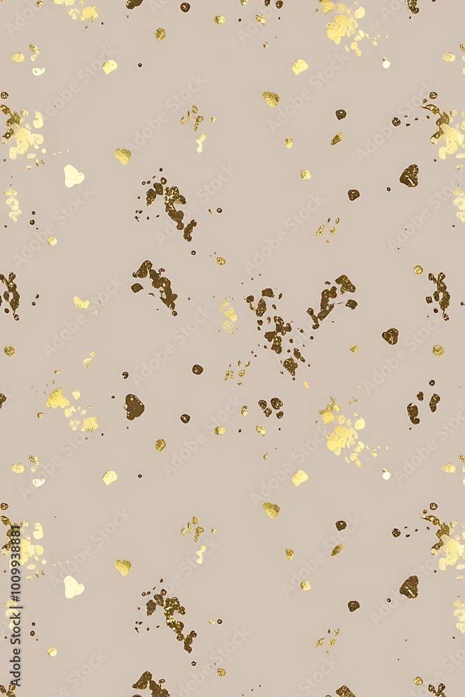 Poster digital pattern abstract illustration design featuring a yellow background with scattered gold foil 