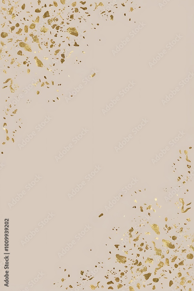 Poster digital pattern abstract illustration design featuring a yellow background with scattered gold foil 
