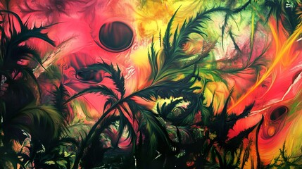 Abstract Psychedelic Art: Vivid Colors and Dreamlike Patterns