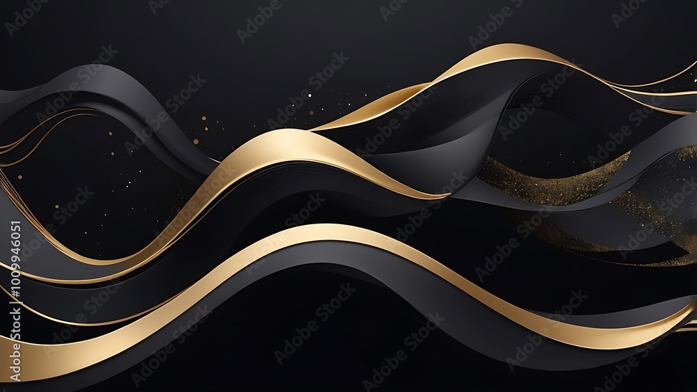 Poster abstract digital artwork illustration featuring a series of smooth, flowing waves and curves in a mi