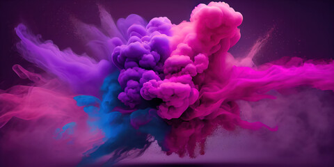 Obraz premium Vibrant Colorful Smoke and Powder Explosion in Mid-Air