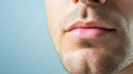 Close-Up Portrait of a Man's Mouth and Chin