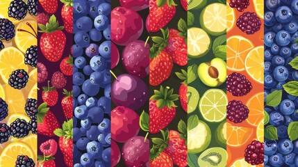 collage of separated fruits banner style