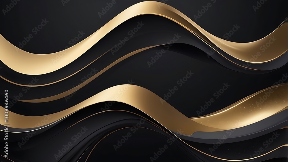 Poster abstract digital artwork illustration featuring a series of smooth, flowing waves and curves in a mi