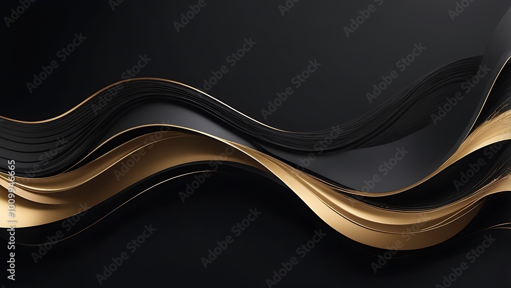 Poster abstract digital artwork illustration featuring a series of smooth, flowing waves and curves in a mi