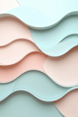 Abstract 3D Intertwining Waves in Pastel Pink, Mint Green, and Lavender Hues, Minimalist Background