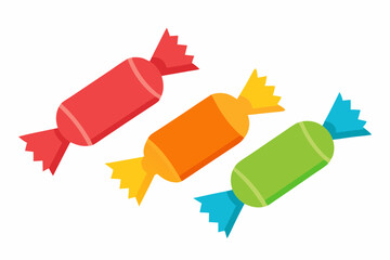 Halloween Candy wrappers vector. A bunch of candy with a variety of colors and shapes. The candy is in different colors and shapes.