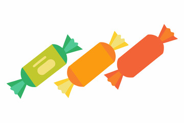 Halloween Candy wrappers vector. A bunch of candy with a variety of colors and shapes. The candy is in different colors and shapes.