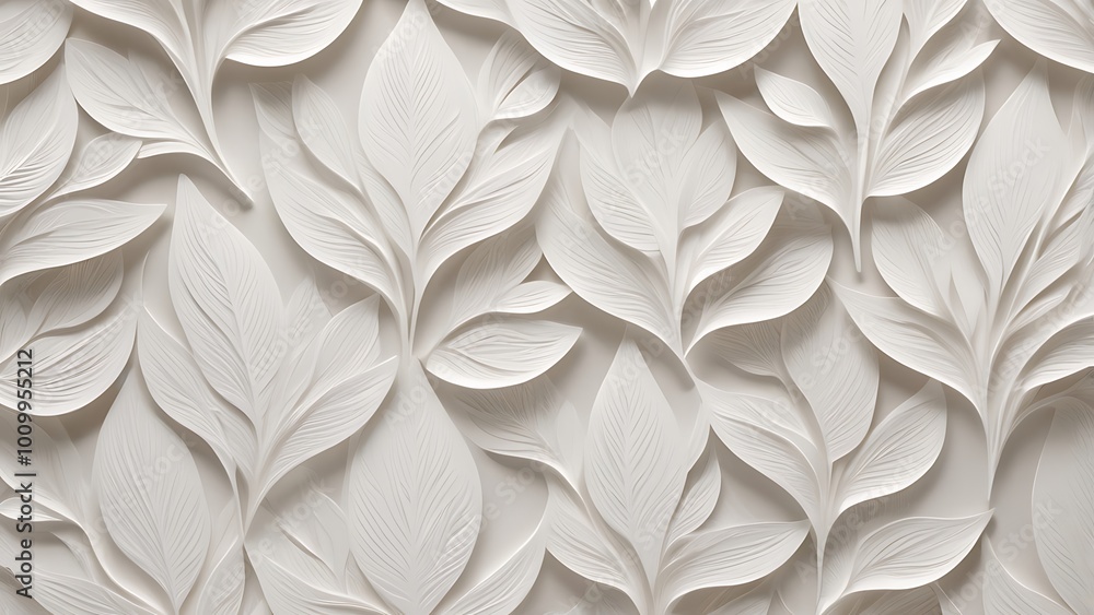 Poster abstract detailed and intricate wallpaper design featuring a repeating pattern of leaves, vector bac
