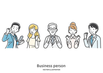 ガッツポーズをする男女の会社員達