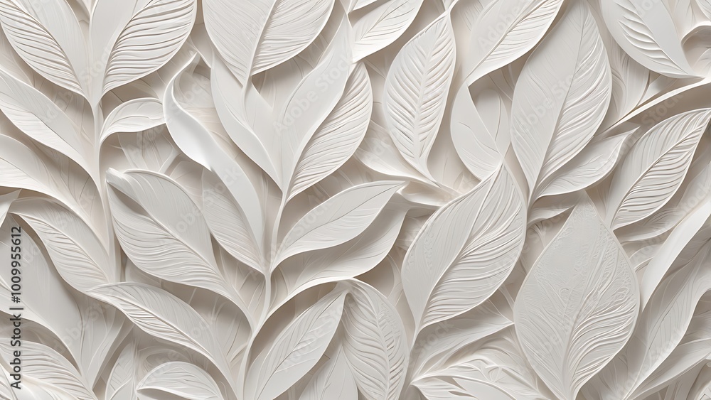 Poster abstract detailed and intricate wallpaper design featuring a repeating pattern of leaves, vector bac