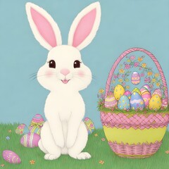 easter bunny with easter eggs