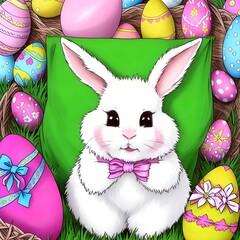 easter bunny with easter eggs