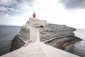 Phare de la Madonett, Bonifacio, Lighthouse, island, red, sky