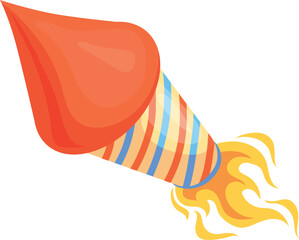 Holiday firecracker cartoon icon. Fire explosive popper
