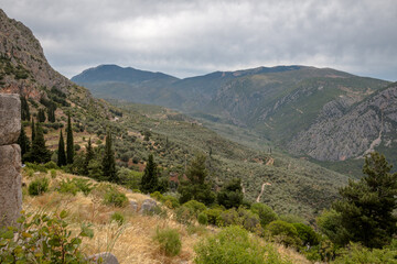 Views from the archaeological site of Delphi, Greece