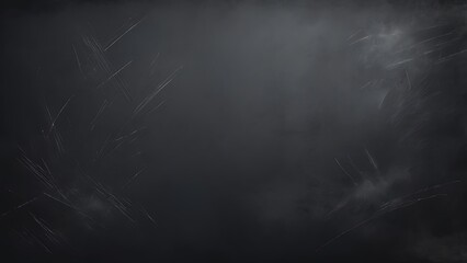 Abstract illustration background of a grungy textured empty black chalkboard with white chalks on it
