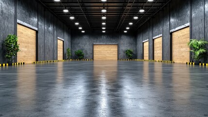 Spacious Warehouse with Loading Docks for Logistics Businesses - Available for Rent with Copy Space.