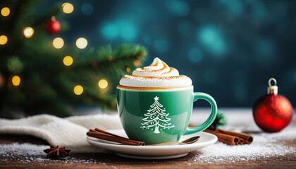 Beautiful christmas hot chocolate with copy space