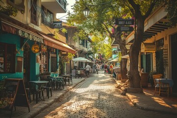 Obraz premium Street old town in Africa background outdoors city architecture.