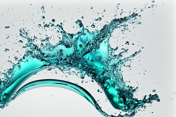 Fototapeta premium Abstract blue water splash against a white background.