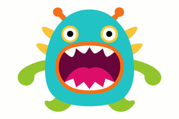 funny and cute colourful monsters for halloween with big open mouths as copy space