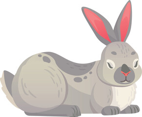 Sleeping hare. Cute gray rabbit cartoon character