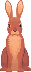 Sitting hare. Wild rabbit animal. Cartoon character