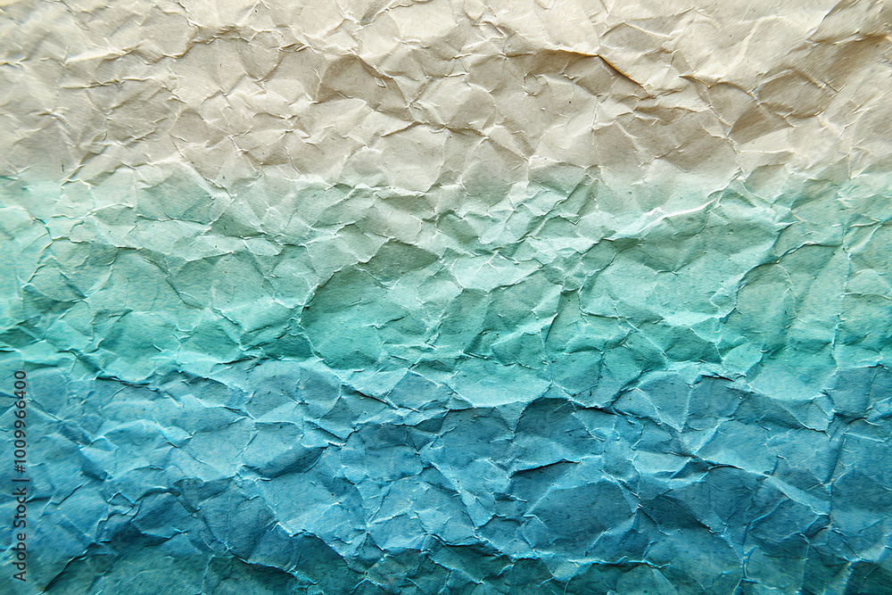 Poster the surface showcases a unique crinkled paper design featuring a gradient transitioning from light b