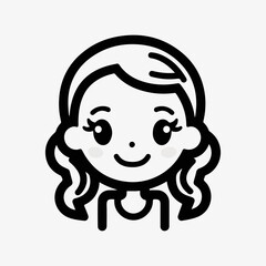 Obraz premium Happy girl character line art illustration