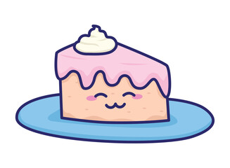 kawaii birthday slice cake cartoon