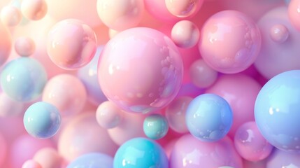 An array of soft, glossy pastel spheres blending together in a visually soothing abstract artwork, evoking feelings of calm, harmony, and tender emotional connections.