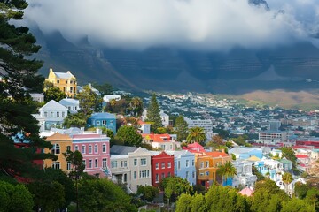 Colorful Houses of Bo-Kaap, Cape Town , South Africa Vibrant Cityscape and Cultural Heritage