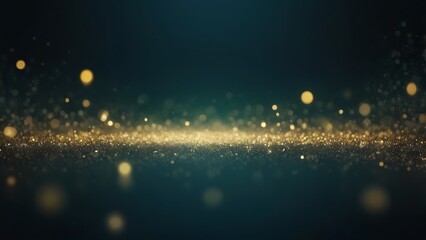 digital abstract artwork illustration featuring a glitter bokeh effect with numerous glowing circular light spots with a gradient background transitioning from dark teal  to a rich green color