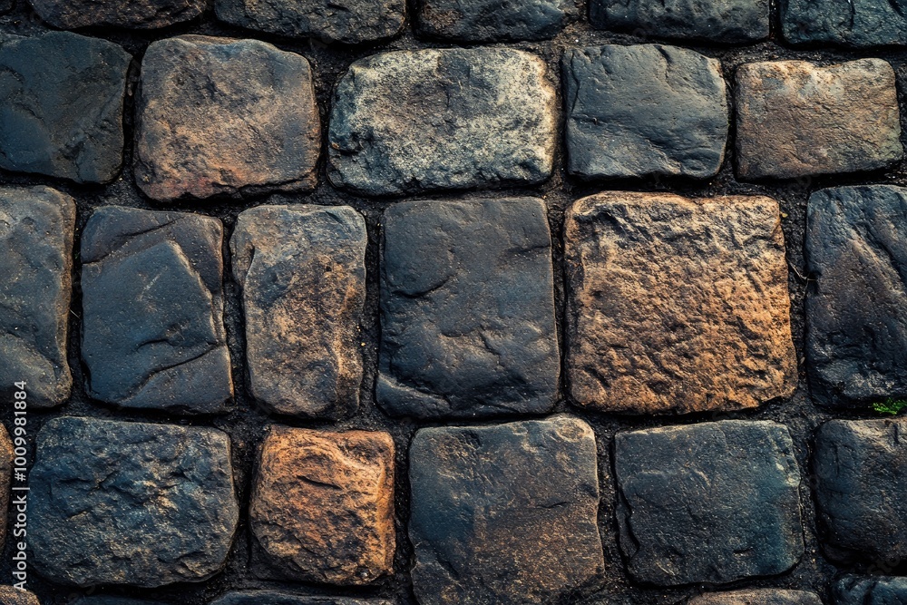 Poster close-up shot of a cobblestone path. this image is perfect for creating a rustic or historical aesth