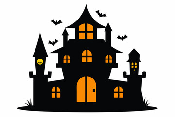 Halloween Haunted House Set Vector illustration Isolated on White Background