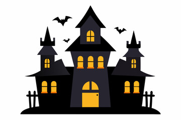 Halloween Haunted House Set Vector illustration Isolated on White Background