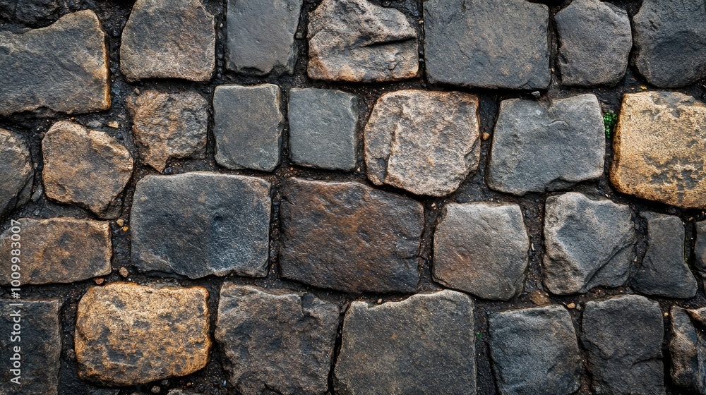 Poster stone pavement with irregular shapes. this photo is ideal for background designs or textures for web