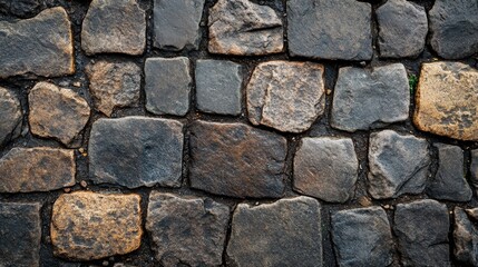 Obraz premium Stone pavement with irregular shapes. This photo is ideal for background designs or textures for websites or presentations.