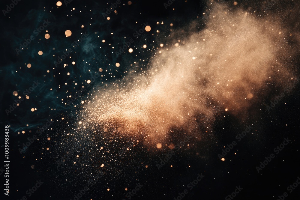 Poster abstract golden dust explosion. perfect for adding a magical and ethereal touch to your designs.
