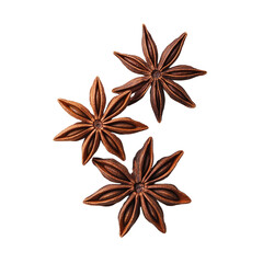 Star anise spice, brown color, isolated on a white background.