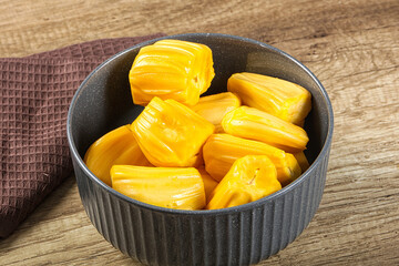 Raw ripe yellow jackfruit segment