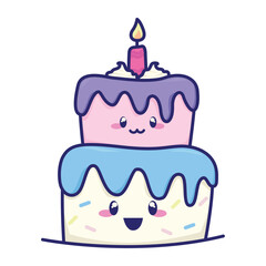 kawaii birthday cake cartoon