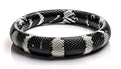 Fototapeta premium Black and White Smooth Snake Skin Pattern Bracelet with Beads, Showcasing Stunning Handmade Jewelry Design, Perfectly Blending Artistry and Style, Ideal for Fashion Photography and Unique Gift Ideas