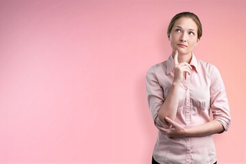 Photo of positive lady trendy clothes posing