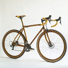 Fototapeta premium Elegant Gold Road Bike with Wooden Frame